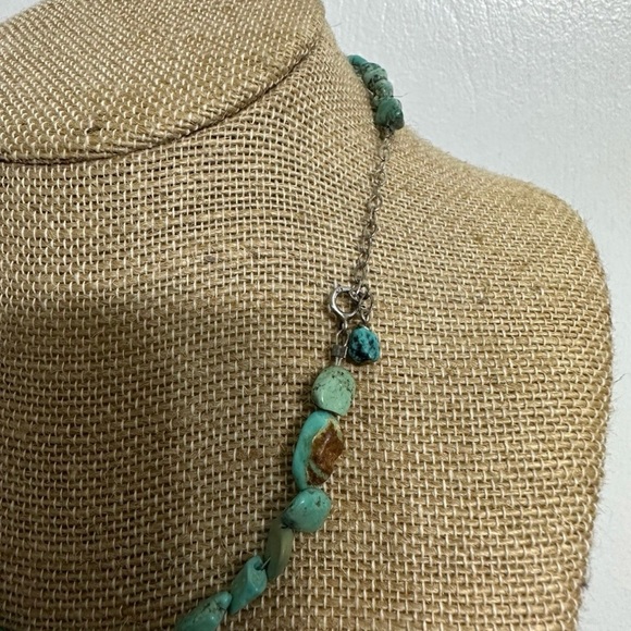 Vintage Southwestern Turquoise Sterling Silver Mother Of Pearl Cross Necklace - Picture 8 of 8